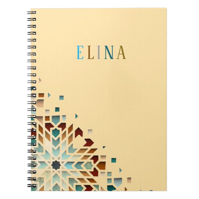 Cuaderno Formas geométricas pastel lindas con nombre person (Frente)