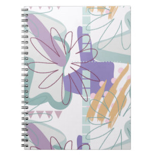 Cuaderno Formas geométricas y flores en blanco.