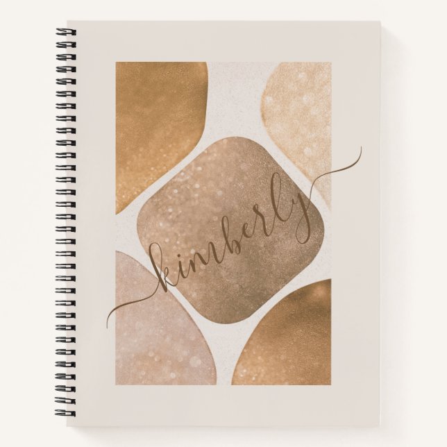 Cuaderno Formas Glittery Abstractas Acuarela Nombre (Anverso)