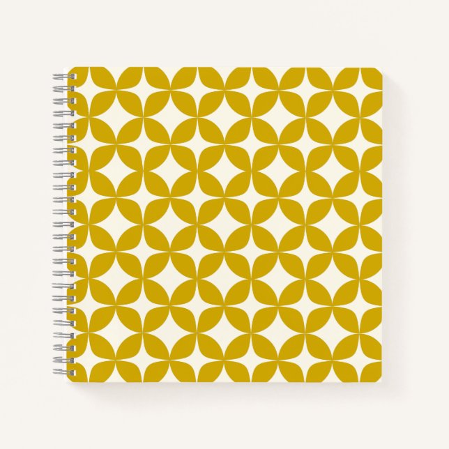 Cuaderno Formas modernas de medio siglo en amarillo mostaza (Anverso)