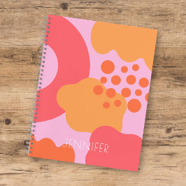 Cuaderno Formas orgánicas de Naranja rosado coloridas con n
