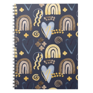 Cuaderno Formas orgánicas patrón ingenuo con arcoíris, cora