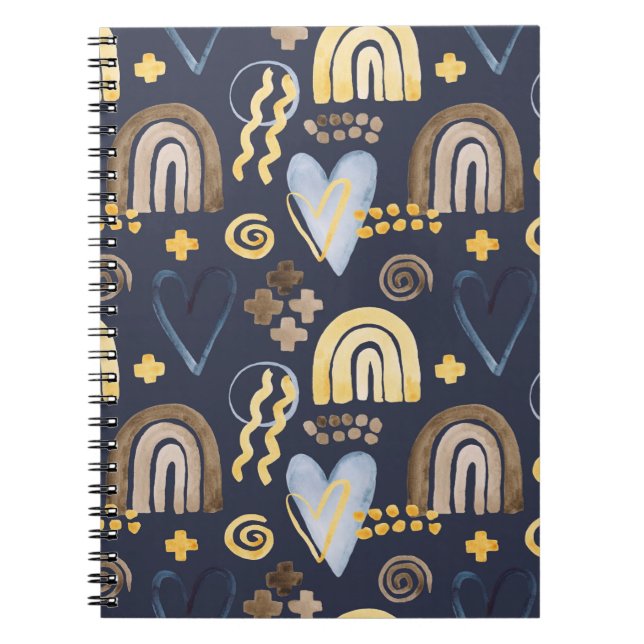 Cuaderno Formas orgánicas patrón ingenuo con arcoíris, cora (Frente)