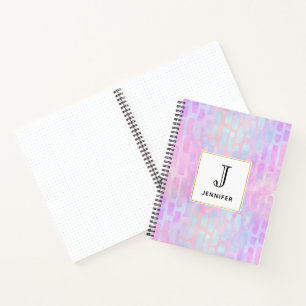 Cuaderno Formas rectangulares azules en fondo rosado