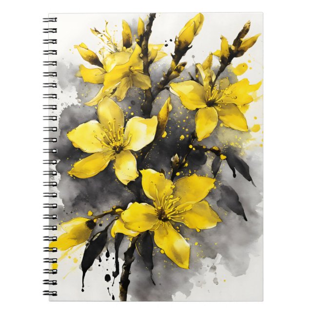 Cuaderno Forsythia - Flores de acuarela (Frente)