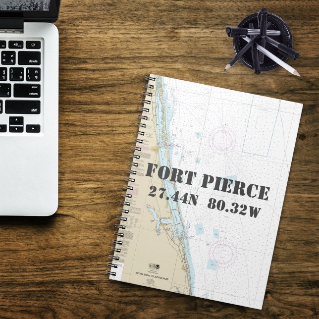 Cuaderno Fort Pierce FL Latitude Longitud Gráfica Náutica (Customizable Authentic Nautical Florida Notebook, Chart No. 11474
)