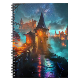 Cuaderno Fortaleza Gamer Futurista de Neón Brillante Cyberp