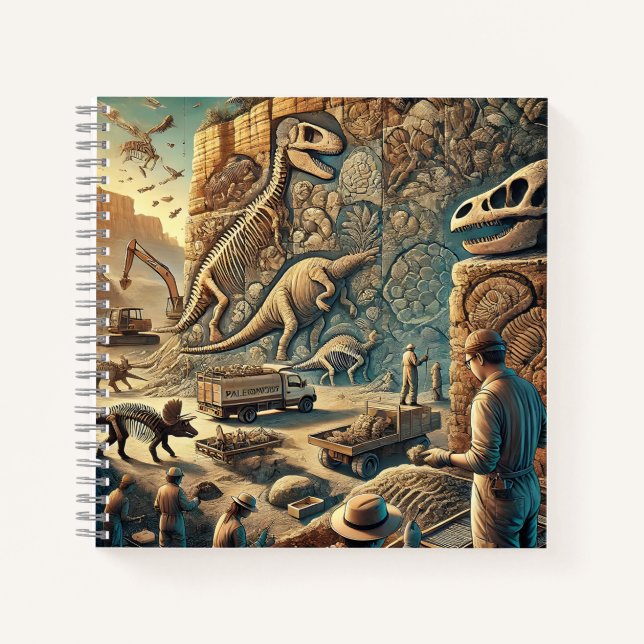 Cuaderno Fósiles de Dinosaurios y Excavación de Paleontolog (Anverso)