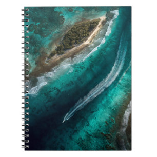 Cuaderno Foto aérea de Island Escape de Turquoise Ocean