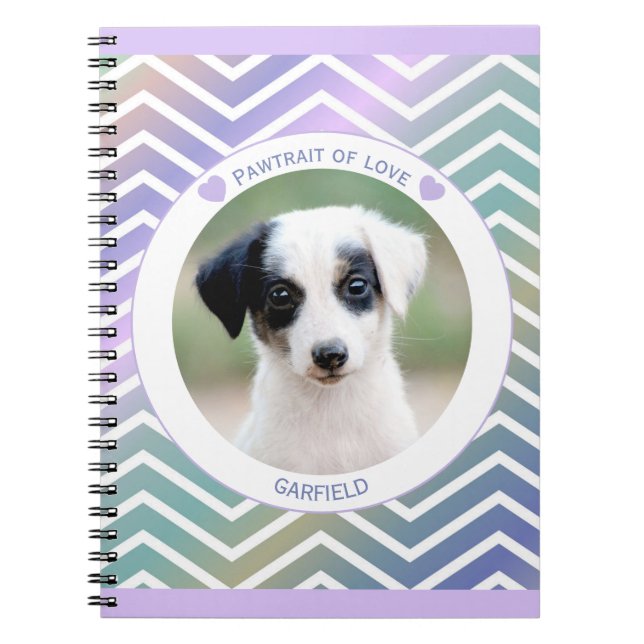 Cuaderno foto amantes de las mascotas rayas modernas  (Frente)
