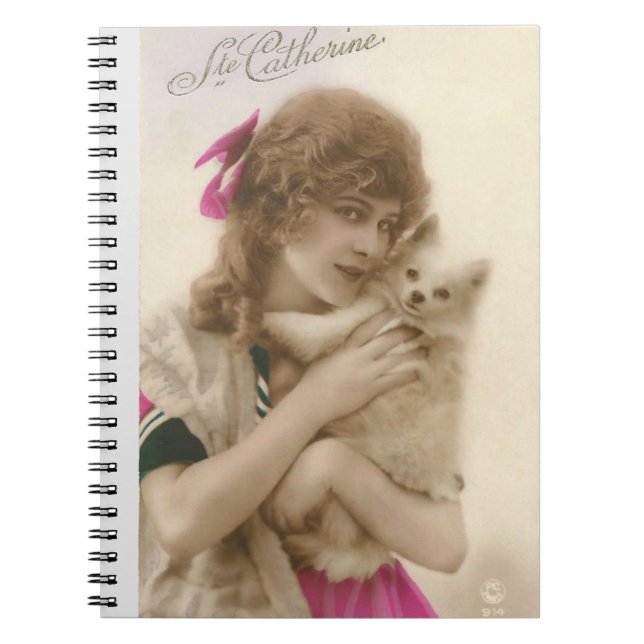 Cuaderno Foto antigua: mujer victoriana y perro (Frente)