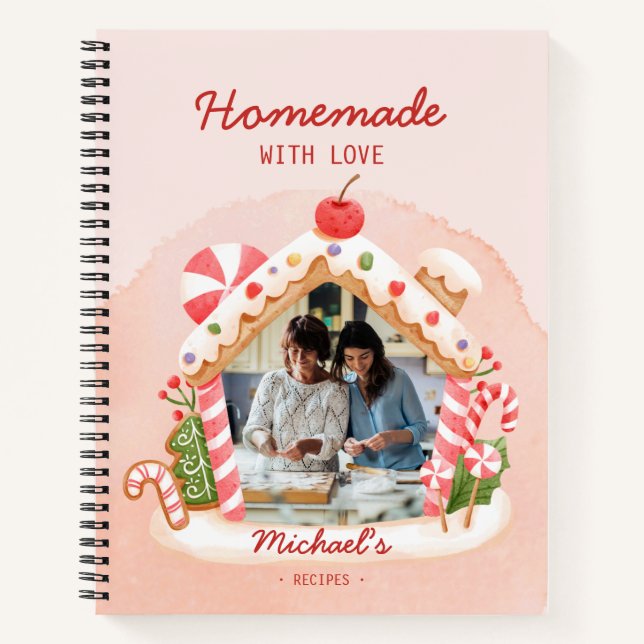 Cuaderno Foto Casa de Gingerbread dulce hecha con amor (Anverso)