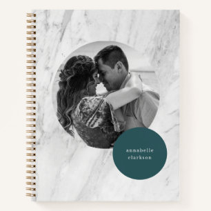 Cuaderno Foto circular Mármol blanco Minimalista blanco sim