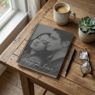 Cuaderno Foto con caligrafía elegante en blanco y negro