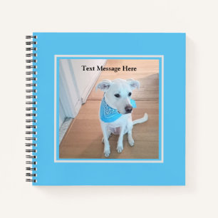 Cuaderno Foto de adorable perrito blanco con bufanda azul b