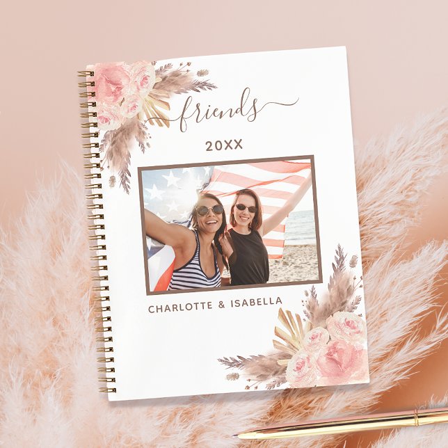 Cuaderno Foto de amigos hierba de pampas floral rosa blanco (Subido por el creador)