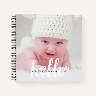Cuaderno Foto de anuncio de nacimiento de bebé personalizad