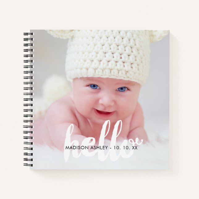 Cuaderno Foto de anuncio de nacimiento de bebé personalizad (Anverso)