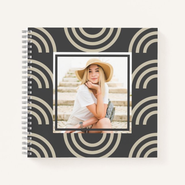 Cuaderno Foto de arcoiris gris de moda (Anverso)