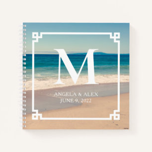 Cuaderno Foto de boda escénica de playa Monograma Invitado