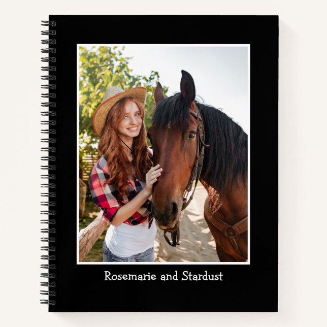 Cuaderno Foto de caballo personalizada - Negro (Anverso)
