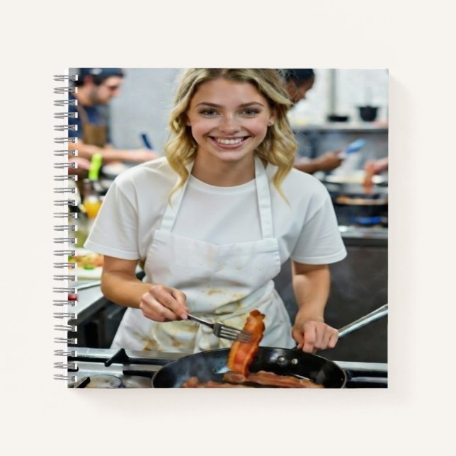 Cuaderno Foto de Cocinar Tocino Personalizable (Anverso)