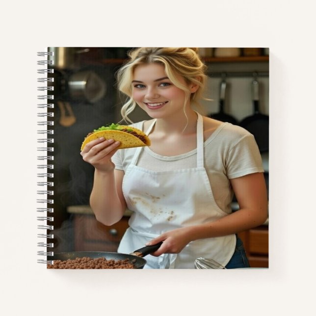 Cuaderno Foto de comer tacos personalizar (Anverso)