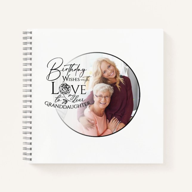 Cuaderno Foto de cumpleaños con caligrafía minimalista para (Anverso)