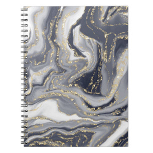 Cuaderno Foto de espiral de oro, blanco y gris mareado