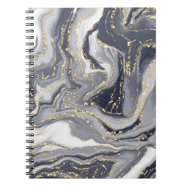 Cuaderno Foto de espiral de oro, blanco y gris mareado (Frente)