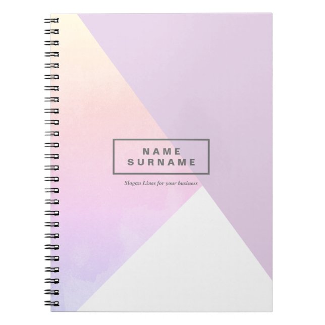 Cuaderno Foto de espiral geométrica de violeta pastel moder (Frente)