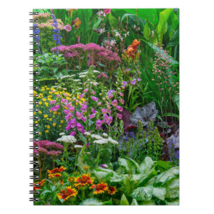 Cuaderno Foto de flores de verano de jardín de cottage ingl