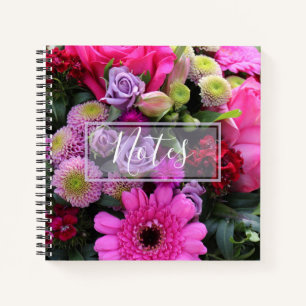 Cuaderno Foto de flores rosadas y violetas