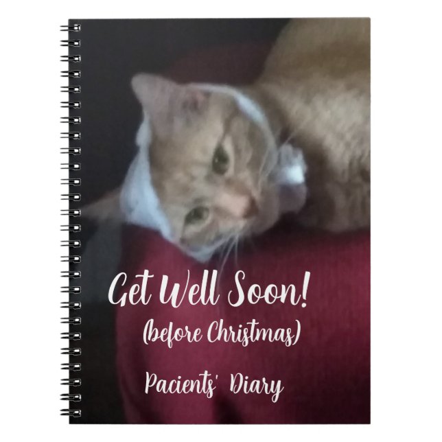 Cuaderno Foto de gato ginger, recupérate pronto, espiral (Frente)
