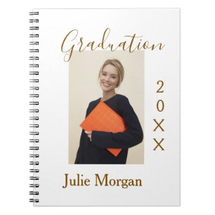 Cuaderno Foto de graduación año dorado marrón 20XX nombresi