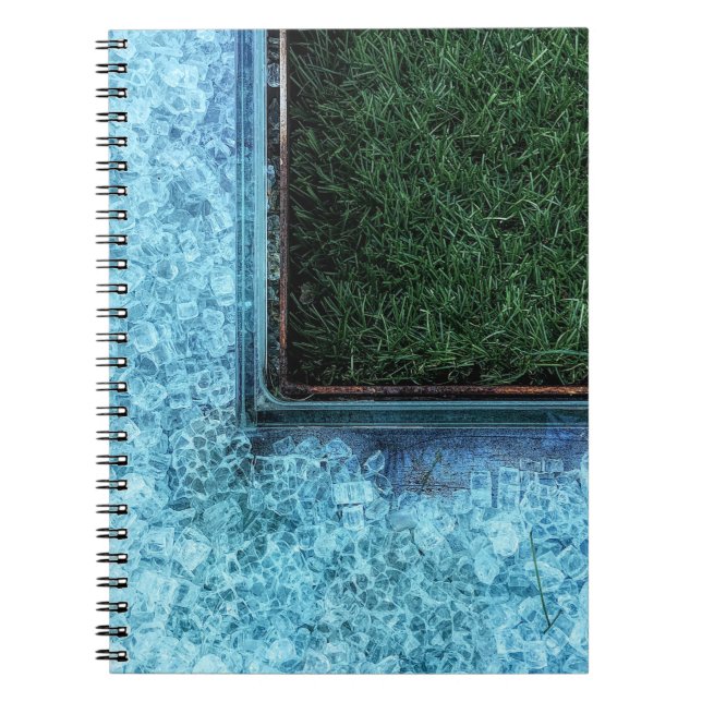 Cuaderno Foto de hierbas verdes cerca de los azulejos (Frente)