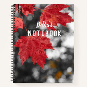 Cuaderno Foto de hojas de arce de otoño rojas