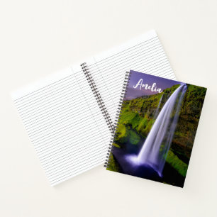 Cuaderno Foto de la cascada islandesa verde naturaleza