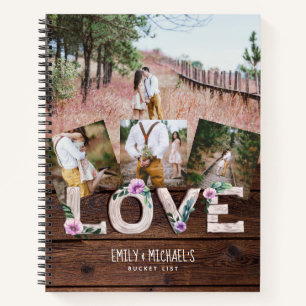 Cuaderno Foto de la lista de recién casados BUCKET Floral p