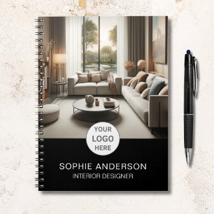 Cuaderno Foto de logotipo del Diseñador interior - Negro