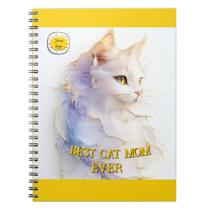 Cuaderno Foto de Mamá amante de los gatos amarilla