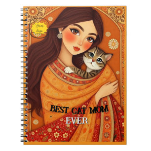 Cuaderno Foto de Mamá amante de los gatos naranja