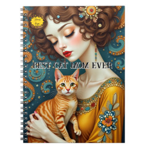 Cuaderno Foto de Mamá amante de los gatos naranja