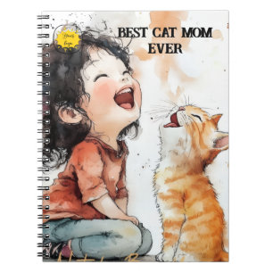Cuaderno Foto de Mamá amante de los gatos naranja