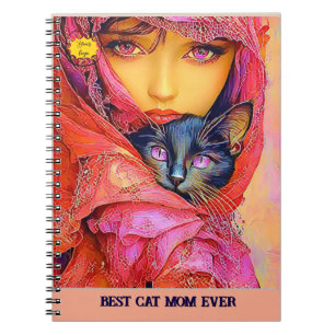 Cuaderno Foto de Mamá amante de los gatos naranja