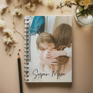 Cuaderno Foto de mamá moderna y texto de supermamá   Regalo