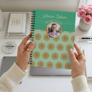 Cuaderno Foto de Mandala Floral Naranja Blush 3D Moderna Do