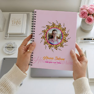 Cuaderno Foto de Mandala Floral Naranja Blush 3D Moderna Do