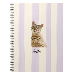 Cuaderno Foto de Mascota Personalizada con Rayas Lavanda Pa
