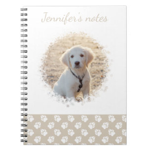 Cuaderno Foto de mascota personalizada y huellas blancas so